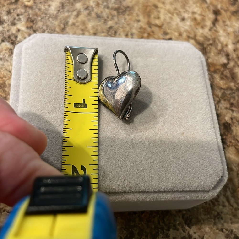 925 Sterling Silver Solid Heart Leverback Drop Ea… - image 6